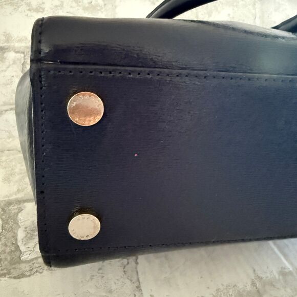 Michael Kors Selma Blue Patent Leather Tote Satchel Bag (stains) - Picture 3 of 8